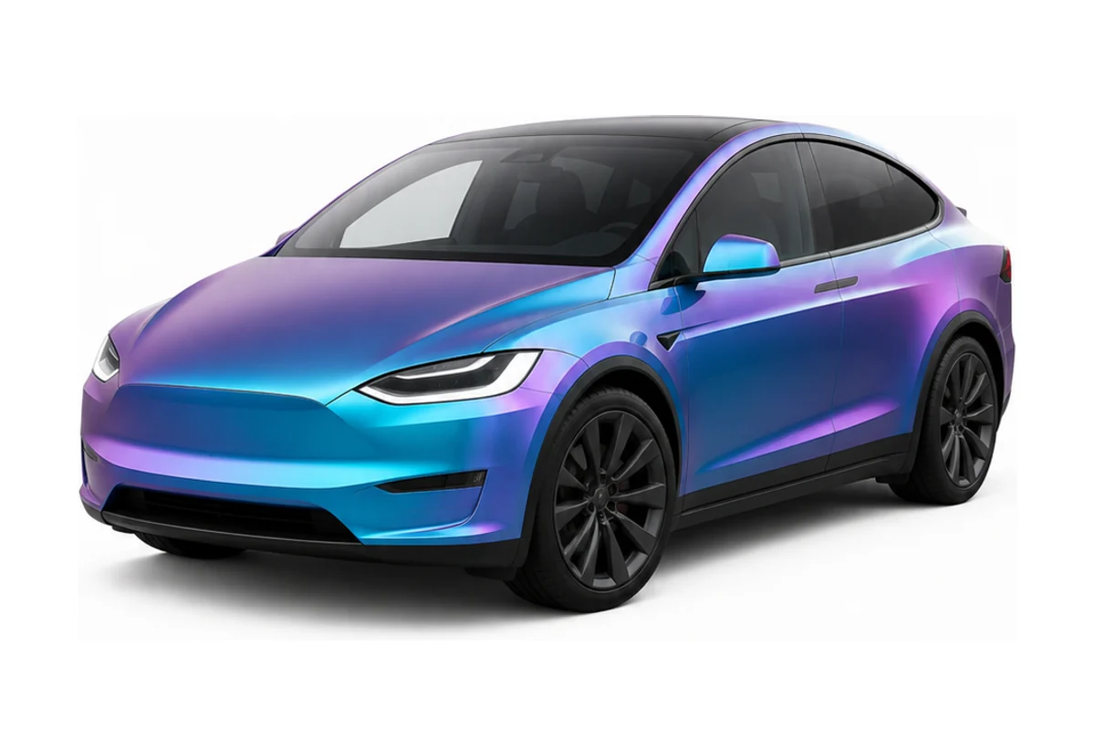 Model Y in an iridescent violet