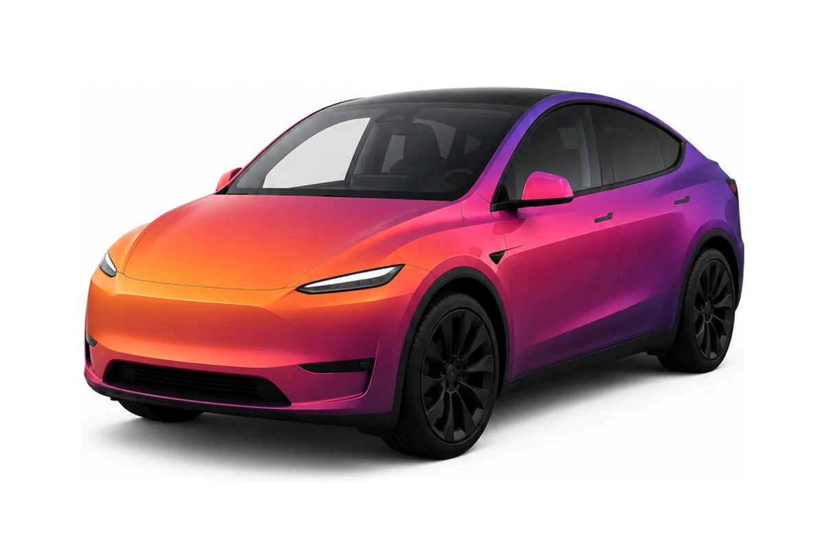 Model Y in a sunset gradient